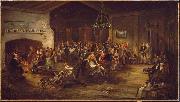 Attributed to Wilkie The Christmas Party. oil on canvas